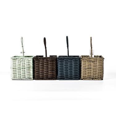 China Viable Wicker Kitchen Cutlery Rack Quantity PP Rattan Rectangular Cutlery Basket for sale