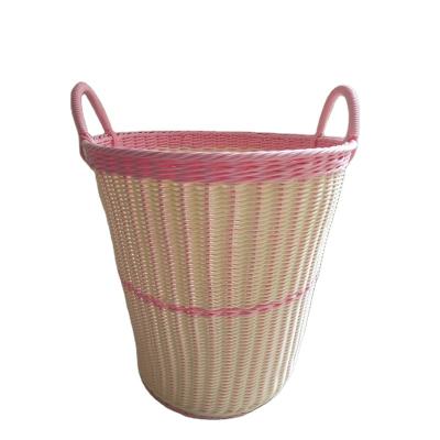 China New Design Sustainable Clothes Storage Household Laundry Rattan Cloth Bucket Wicker Wicker Weave Laundry Basket With Handle for sale