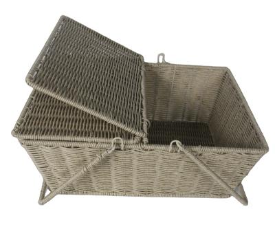 China Amazon Sustainable Hot Selling Natural Hand - Woven Outdoor PP Rattan Storage Picnic Basket for sale