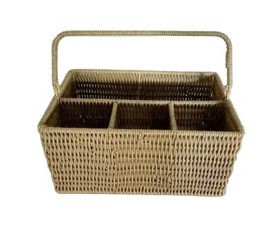 China Custom Viable PP Rattan Basket Handle Storage Oval Cloth Rattan Knife Basket for sale