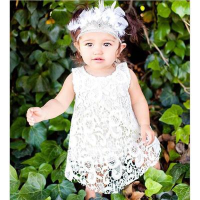 China Washable Lace Dress Baby Girl Summer Lace Dress Sleeveless White Baby Dress Girls for sale