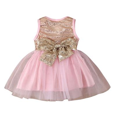 China Pink Baby Dress Girls Sequins Baby Clothes Birthday Baby Dress Girls Summer Washable for sale