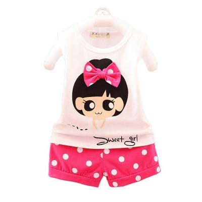 China Fashion 2 Pieces Girls Summer Clothing Set Cartoon Girls Sleeveless Clothing Sets Short Pants for sale