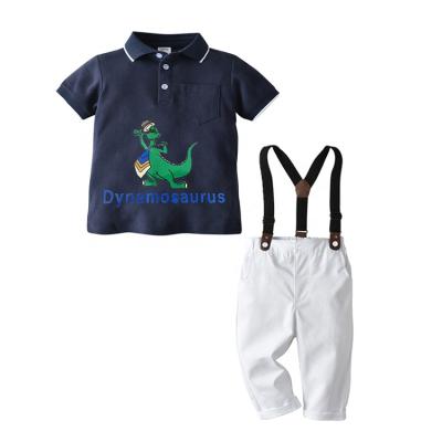 China New Casual Baby Boy Dressing Sets 2pcs Gentleman's Jack and Baby Boy's Shorts Sleeve Shirt Clothes Sets for sale