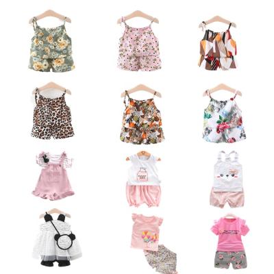 China Casual Cute Baby Girls Dressing Set Lattice Design Babies Clothing In Stock for sale