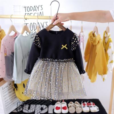 China Hot Selling Breathable Autumn Dress Glitter Star Baby Girl's Long Sleeve Baby Dress Dresses For Girl for sale