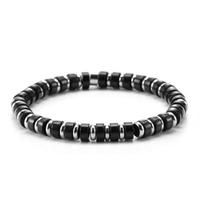 China High Polishing Fashionable Natural Gemstones Jewelry High Grade Black Agate Bead Bracelet for sale