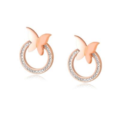 China FASHIONABLE Circle Earrings Exquisite Jewelry Inlaid Butterfly Massively Covered Luxury Zircon Ring Earrings for sale