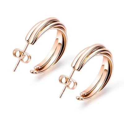 China Fashion Gold And Rose Gold Stainless Steel Jewelry Hot Selling Designers Earrings For Women for sale