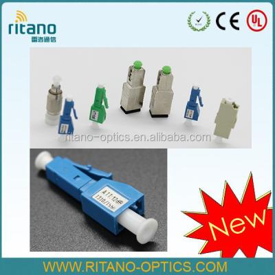 China Fiber Optic Female-Male SM Ceramic Or Metal Fixed Attenuator LC/UPC With Blue Housing for sale