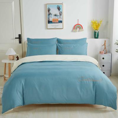 China Best Selling Products Cotton Solid Color Anti-static Pure Single Lightweight Luxury Weave Washed Cotton Four-Piece Bedding for sale