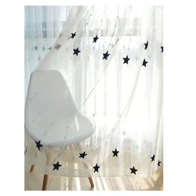 China Classical Embroidered Romantic Five-pointed Delicate Gauze Curtain Star Pattern Curtain for sale