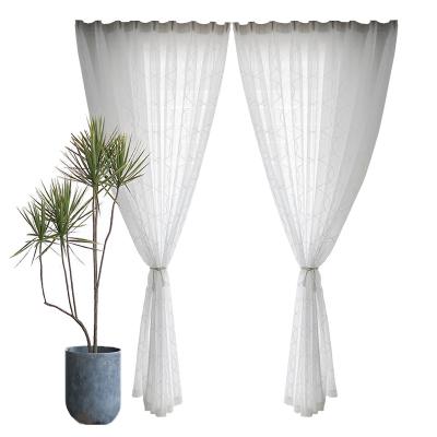 China Blackout Nordic Simple Modern Geometric Curve Window Screen Fabric White Embroidered Sheer Curtain for sale