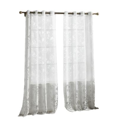 China Hot-selling Gauze Hotel Living Room curtains translucent in foreign trade blackout source manufacturers small bird burnout curtains for sale