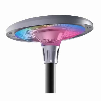 China Lntelligent Remote Control+ Music Rhythm Music Rhythm +APP Quality Integrated Round 800W 1200W RGB UFO LED Smart Outdoor Waterproof Solar Street Lights With Pole for sale