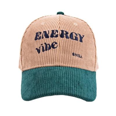 China 6-Panel Hat Well Fit Three Tone Color 6 Panel Corduroy Dad Baseball Hats for sale