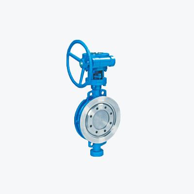 China CF8 D373H-40P DN350 PN40 Three Eccentric Stainless Steel General Hard Sealing Wafer Butterfly Valve With Impeller Head for sale