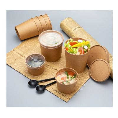 China 16oz Disposable Packaging Paper Cup Eco-Friendly Noodle Soup For Hot Food Package Container for sale