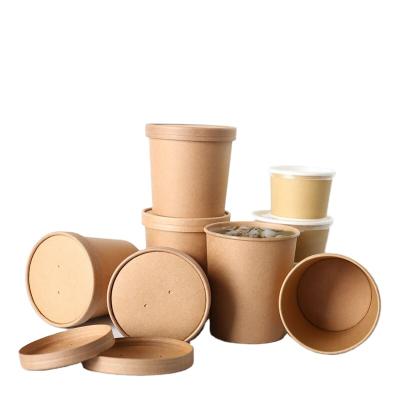 China Recyclable Take Away Soup Krfat Paper Cup Easy Take Paper Bowl for sale