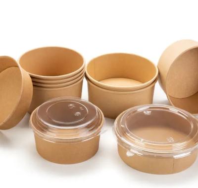 China Recyclable Disposable Ice Cream Cup Paper Bowl Leakproof Kraft Paper Bowl for sale