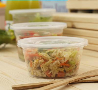 China Recyclable Round Single Clear Bottom Clear Lid Box PP Disposable Plastic Food Container For Restaurant for sale