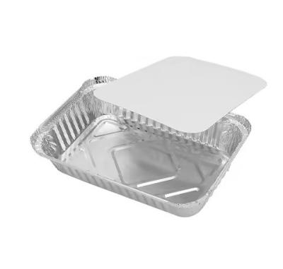 China ISO9001 Certified Rectangle Aluminum Foil Pan with Lid Reusable Thickened Foil Tray for sale