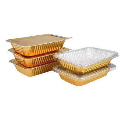 China Restaurant Bakery Gold-color Baking Aluminum Foil Tray Container for Food Cooking for sale