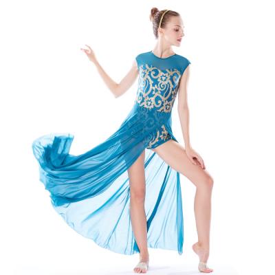 China Dress Up MiDee Elegant Lyrical Floral Sequins Dance Dress Modern Ballet Dance Costume for sale