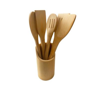 China Viable Best Seller Non-Stick Pan Non Lacquer Charred Bamboo Spatula Soup Rice Scoop Kitchen Utensils for sale