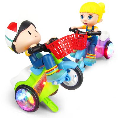 China Universal Car Model Electric Children's Tricycle Small Rotating With Lights Simple For Boy/Girl Play Vehicles Toys OEM Random for sale