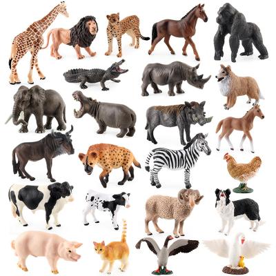 China Pretend Play Set Mini Toys Wild Lifelike Animal 4D Scale Realistic Artificial Children's Farm Plastic Kingdom Models Realistic Jungle Set For Kids for sale