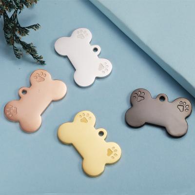 China CLASSIC Glowing Paw Print Etching Stainless Steel Dog Charm Necklace Pendant For Dog Engrave Address Pet Charm Accessories for sale