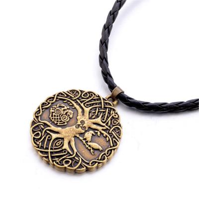 China Creative Tree Of Life Jewelry Necklace Male Vintage Alloy Pendant Necklace Nordic Viking New Norse Myth For Gift for sale