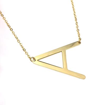 China Big Z Stainless Steel Monogram Pendant Necklace Large CLASSIC Side Gold Letter Script Name A For Women Gift for sale