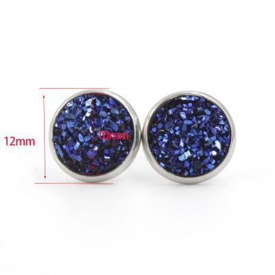 China Fashoin 10MM Stainless Steel Gypsophila Druzy Studs Earrings Set Colorful Resin Stud Earrings Sparkle Stud Earrings For Women Girls for sale