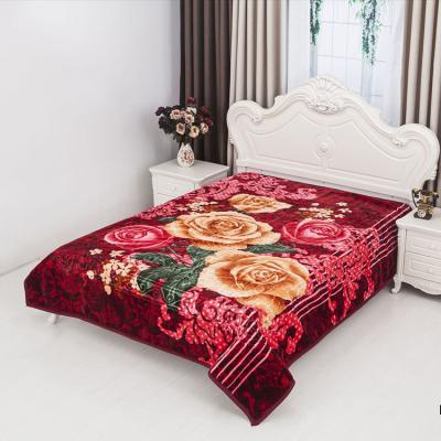 China Wholesale Hot Sale Luxury Printed Anti-pilling Polyester Mink Blanket For Jardan Thin Soft Wedding 4kg/5kg/6kg 2ply for sale