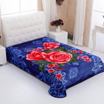 China Anti-pilling Korean Style Mink Double Ply Mink Classic Blanket For Bedroom 100% Polyester Jordan New Design Classic 3d Floral 1ply for sale