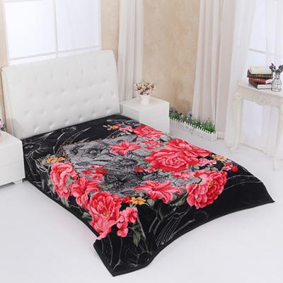 China Classic Floral Korean Style Raschel Mink Blanket For Dubai Market 3D Design 1Ply Anti-pilling New Design for sale