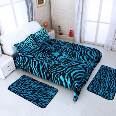 China Anti-pilling design Jiangsu leopard grain embossed mink bedspread set animal bedding sets for sale