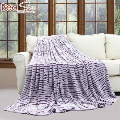 China Anti-pilling HOT! European Brown Zebra Animal Print Flannel Back Blanket for sale