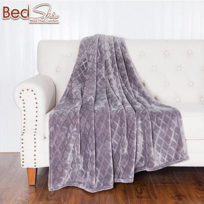 China Anti-pilling Bedshe Warehouse 150x200cm Plain Brushed 320gsm Flank Blanket for sale