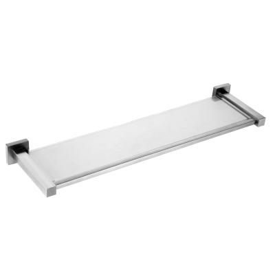 China Modern Bathroom Accessories Stainless Steel Towel Racks Glass Shelf Hotel Style for sale