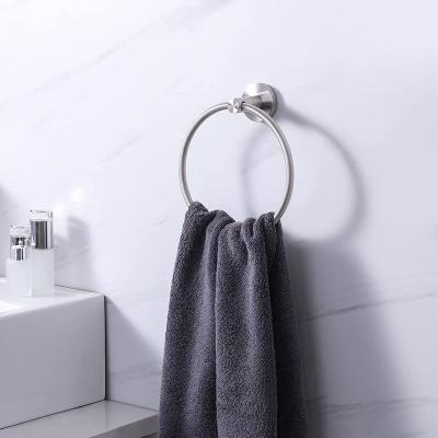 China Modern No Drill Wall Mount SUS 304 Stainless Steel Hand Towel Holder For Bathroom Hand Towel Ring Round Bath Towel Holder for sale