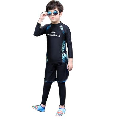 China Waterproof children's swimwear boy girl beach wear sunscreen snorkeling suit beach print split diving suit long new for sale