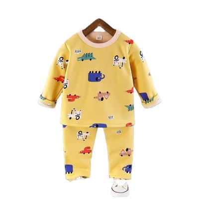 China Anti-wrinkle wholesale children's thermal underwear set autumn and winter new baby plush long sleeve pajamas girl home wear for sale