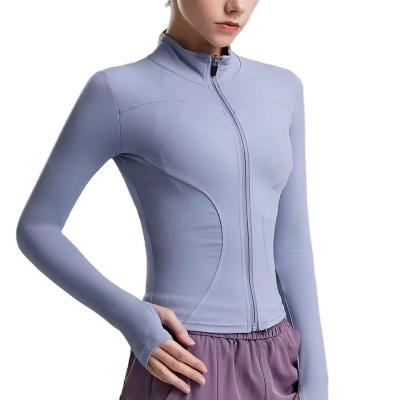 China Women's Long Sleeve Stand Collar Jacket Long Sleeve Jacket Zipper Sales Winter Coat Breathable Warm Female Training Coat for sale