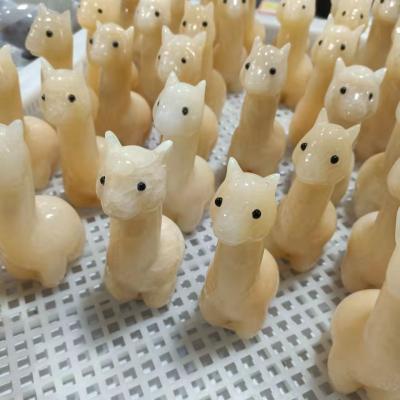 China China Natural Hand-carved Cute Jade Animal Treatments Of Beige Crystal Alpaca Decorative Gifts for sale