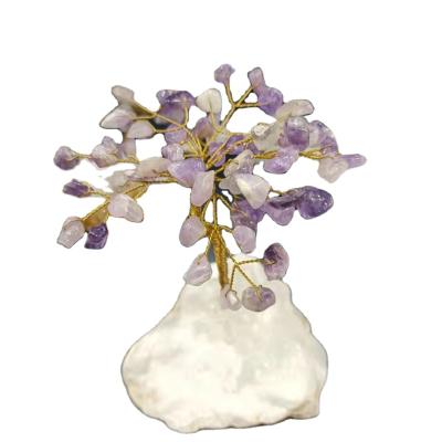 China China Natural Crystal Tree with Brazilian Agate Base, Home Decoration Bonsai Feng Shui Tree for sale