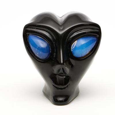 China China craft wholesale high quality natural black obsidian crystal carving alien for sale