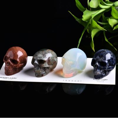 China China Natural Crystal Skulls Semi Precious Stone Ghost Head Carving Crystal Skulls Crafts Ornaments for sale